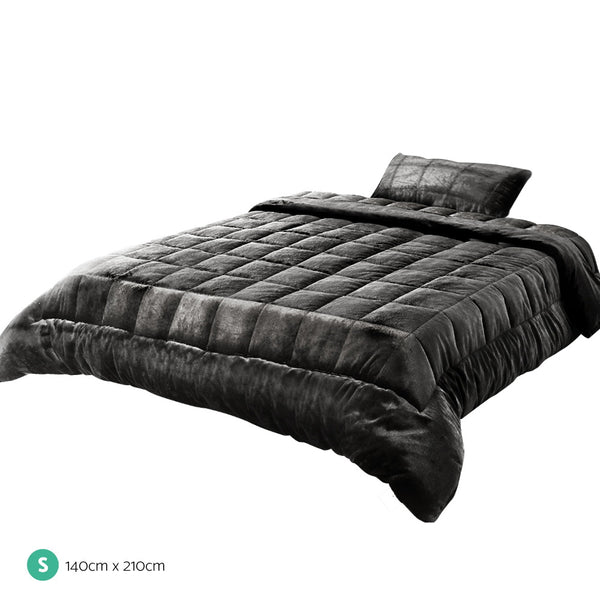 Giselle Bedding Faux Mink Quilt Single Size Charcoal