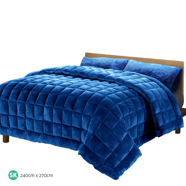 Giselle Bedding Faux Mink Quilt Super King Size Navy